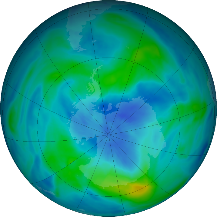 Antarctic ozone map for 21 March 2018